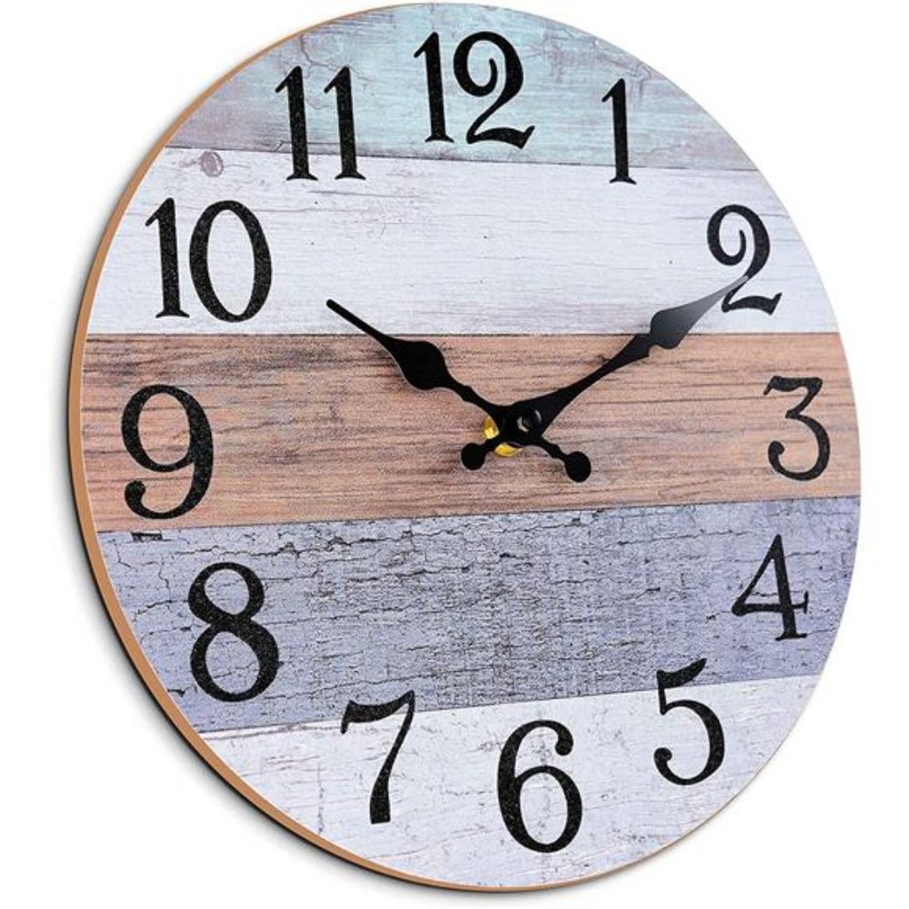 10" Rustic Vintage Wall Clock Silent Non Ticking Wall Clocks Battery Operated